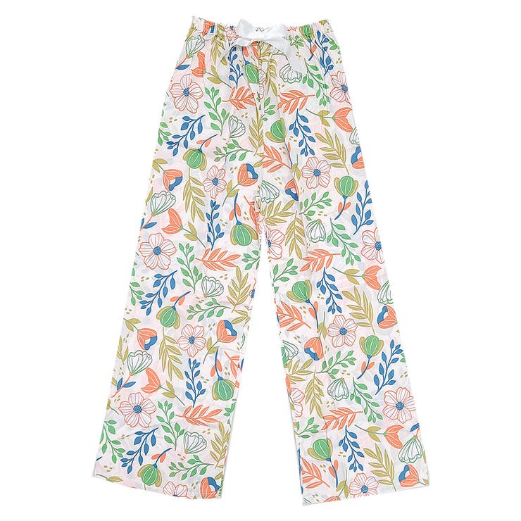 ベビーピンク×ボタニカル | ルームウェア レディース パンツ | teddyshop