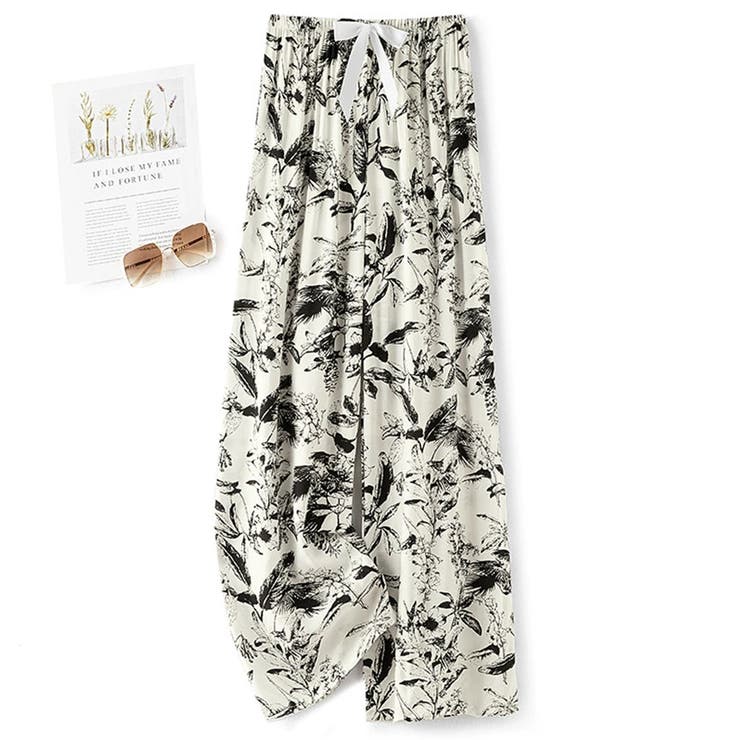 アイボリー×モノフラワー | ルームウェア レディース パンツ | teddyshop