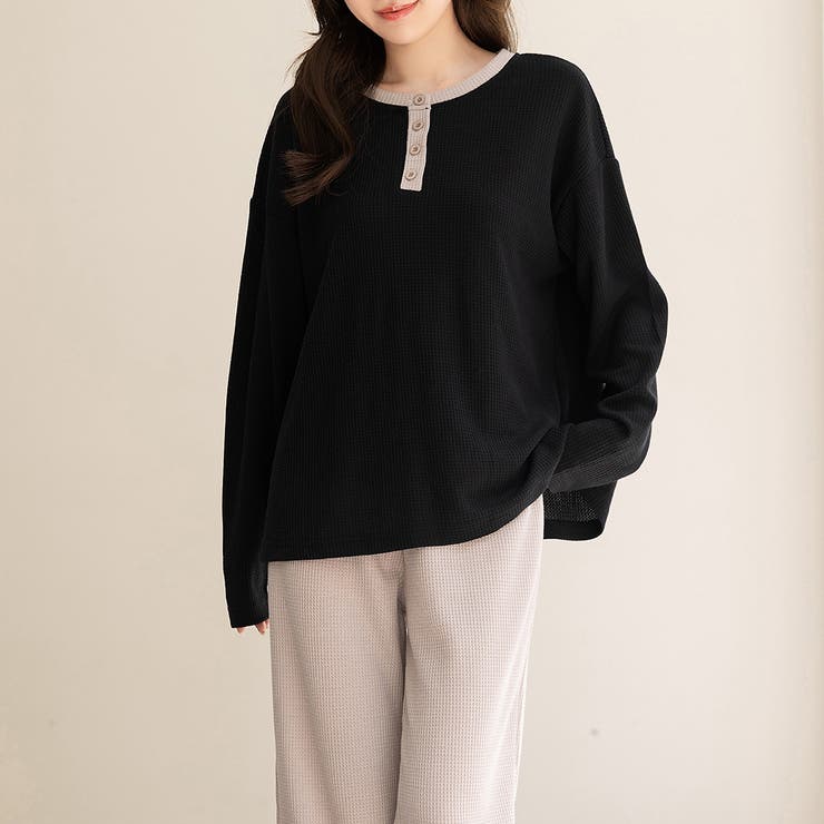 ブラック×グレージュ | ルームウェア レディース 長袖 | teddyshop