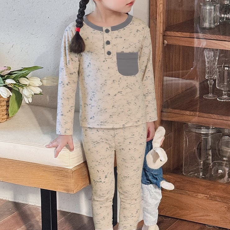フラワー×ベージュ | キッズ パジャマ 全5色 | Kids Teddy