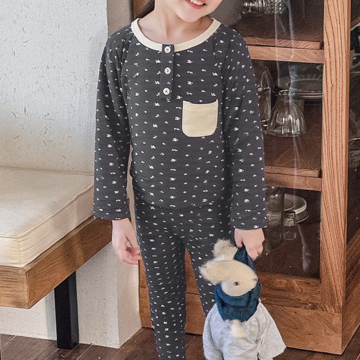 小花×チャコール | キッズ パジャマ 全5色 | Kids Teddy