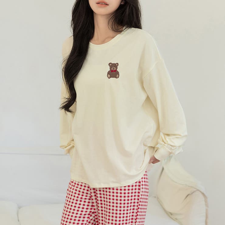 アイボリー×レッド | ルームウェア レディース 全3色 | teddyshop