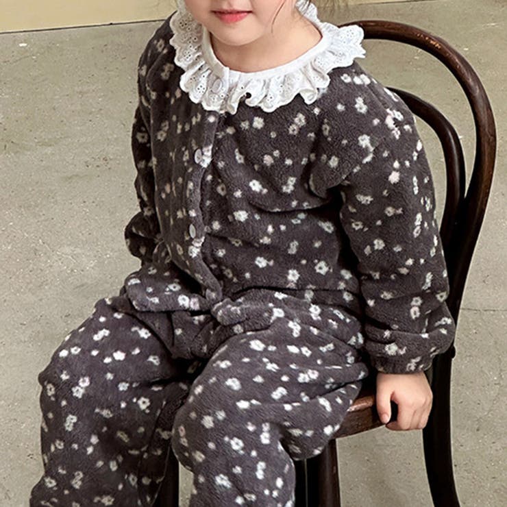 チャコール×フラワー | キッズ パジャマ 全3色 | Kids Teddy