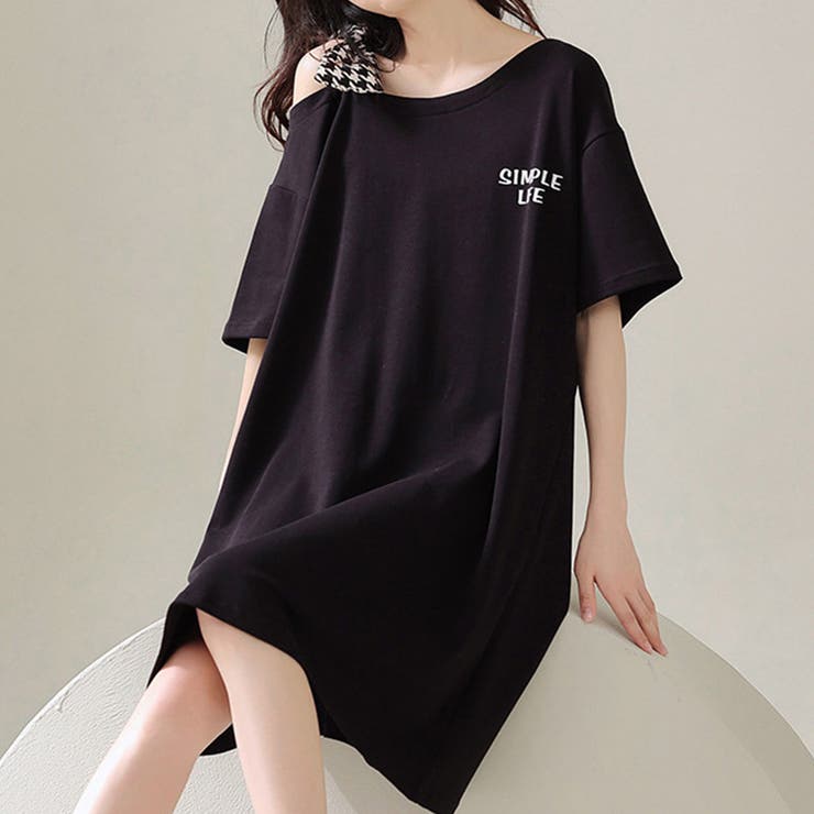 ブラック | ルームウェア ワンピース 膝丈 | teddyshop