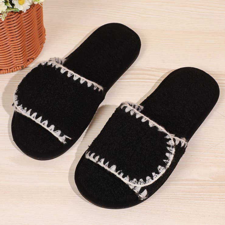 ブラック | ボア スリッパ 全3色 | teddyshop