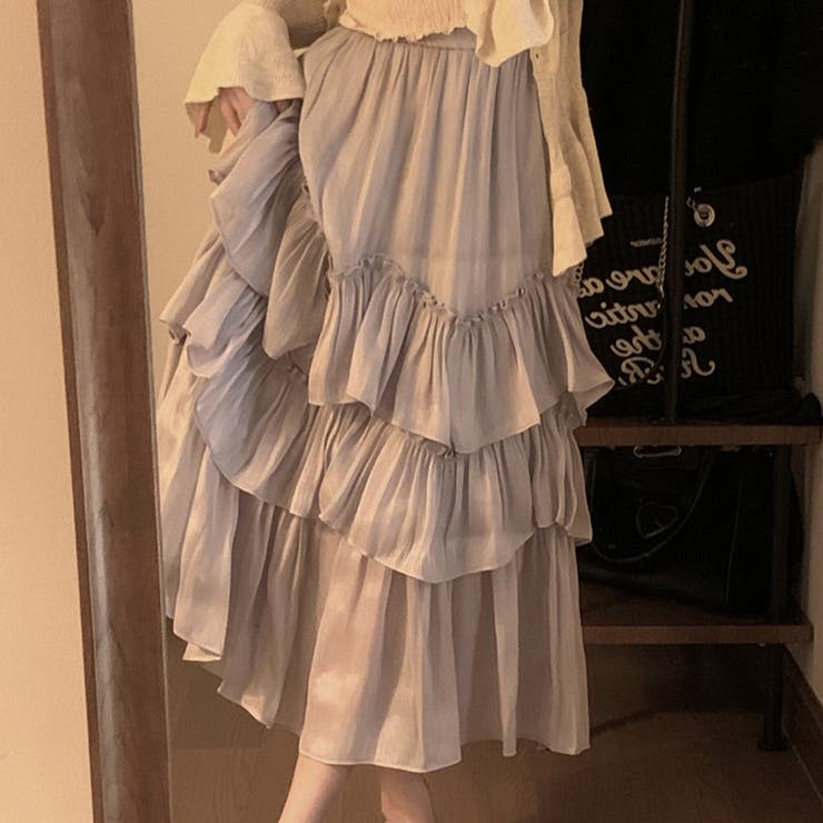 パープル | フレアスカート ロング フリル | teddyshop