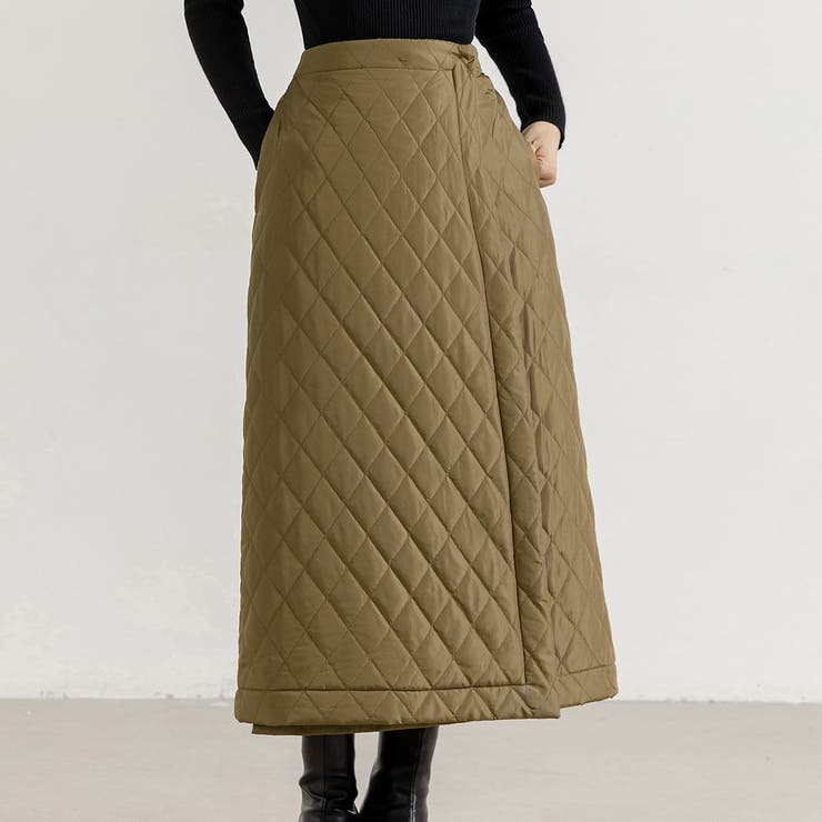 ベージュ | キルティング 巻きスカート ロングスカート | teddyshop