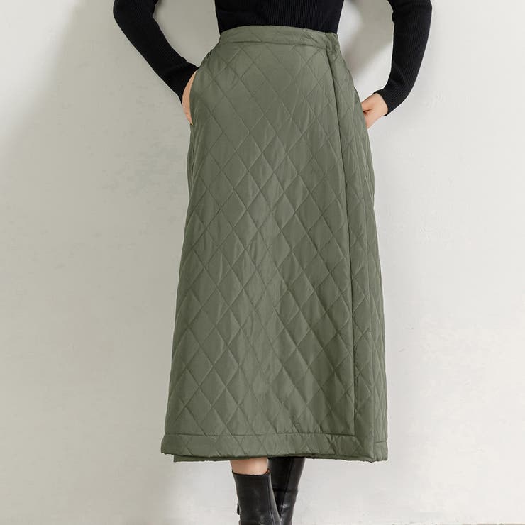モスグリーン | キルティング 巻きスカート ロングスカート | teddyshop