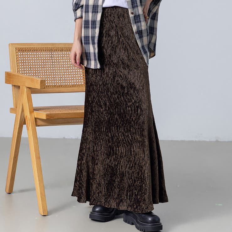 ダークブラウン | ベロア マーメイドスカート ロング | teddyshop