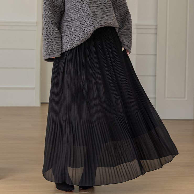 ブラック | プリーツスカート 裏起毛 全4色 | teddyshop