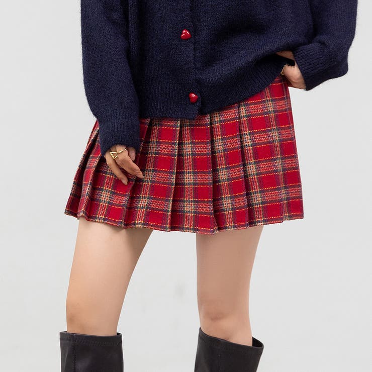 レッド | プリーツスカート ミニ 全4色 | teddyshop