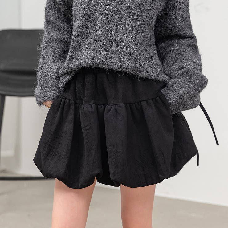 ブラック | ミニスカート バルーン 全2色 | teddyshop