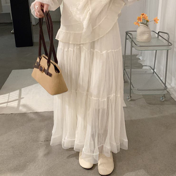 アイボリー | 「デイリー着への投入に」ティアード スカート フレア | teddyshop