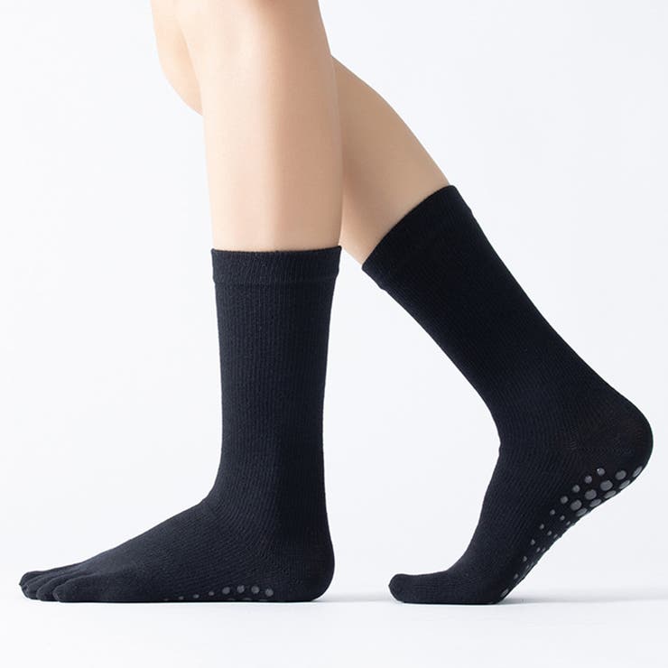 ブラック | 5本指ソックス 滑り止め 全10色 | teddyshop