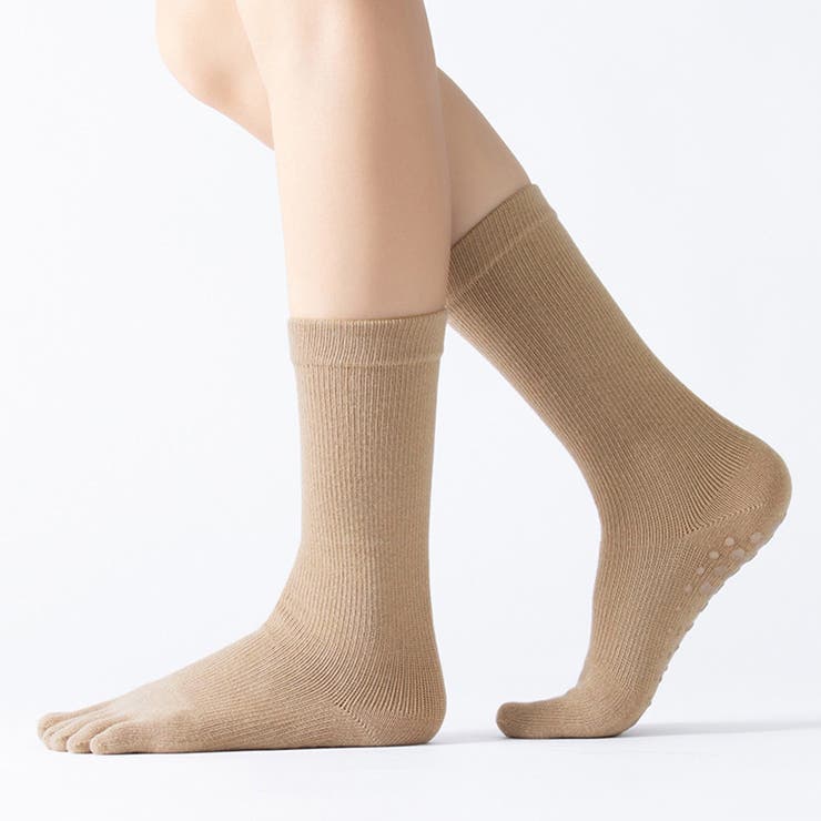 ベージュ | 5本指ソックス 滑り止め 全10色 | teddyshop