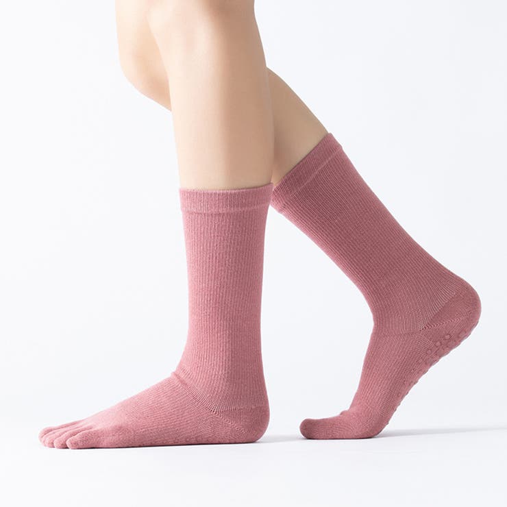 ピンク | 5本指ソックス 滑り止め 全10色 | teddyshop