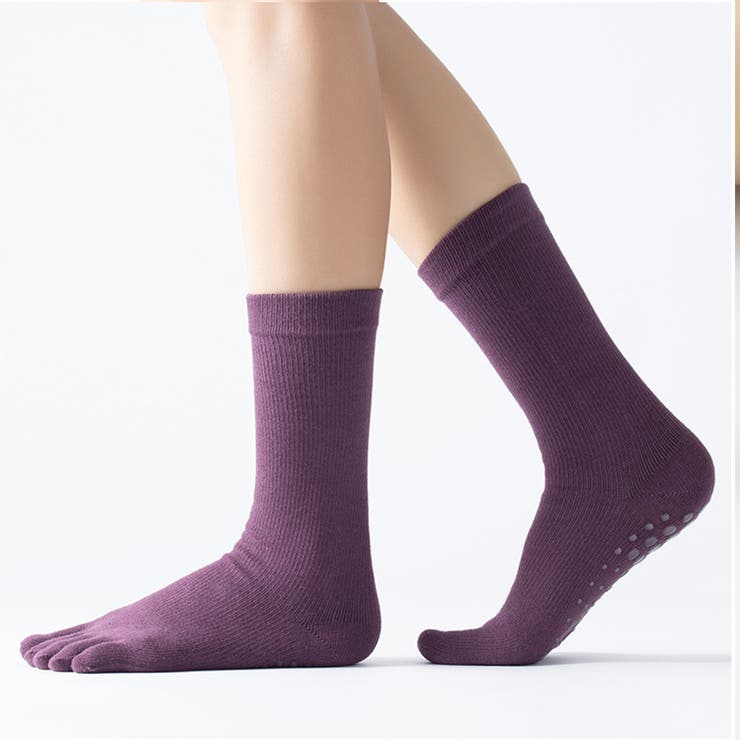 パープル | 5本指ソックス 滑り止め 全10色 | teddyshop