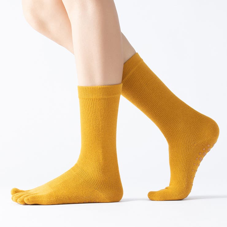 マスタード | 5本指ソックス 滑り止め 全10色 | teddyshop