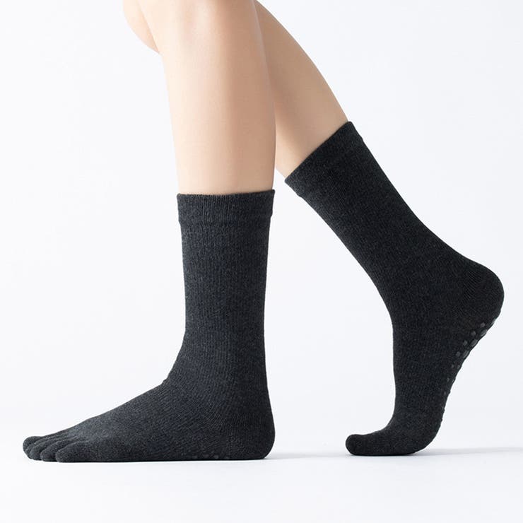 ダークグレー | 5本指ソックス 滑り止め 全10色 | teddyshop