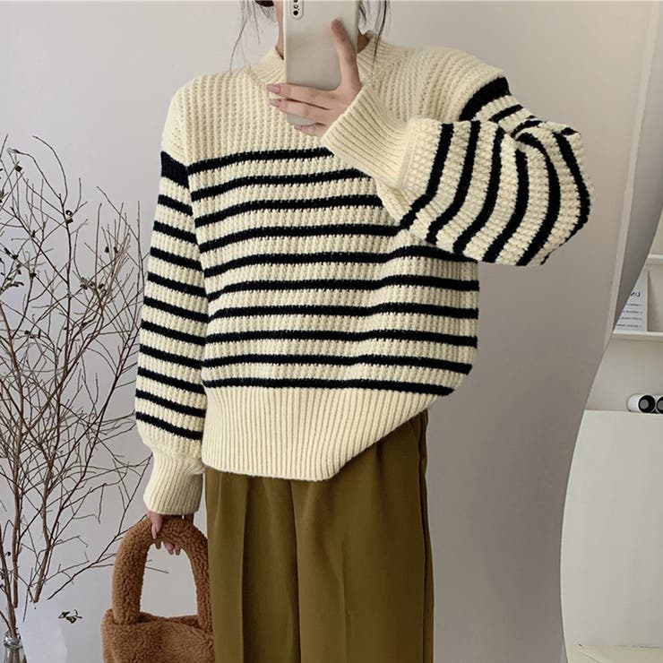 アイボリー | ニット セーター ボーダー | teddyshop