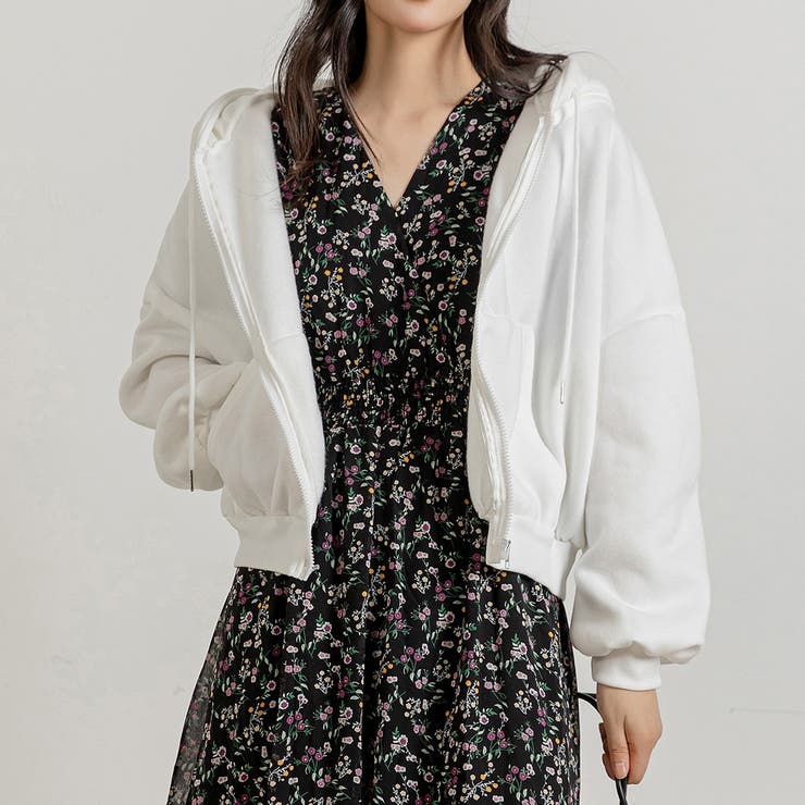 ホワイト | スウェット ジップパーカー オーバーサイズ | teddyshop