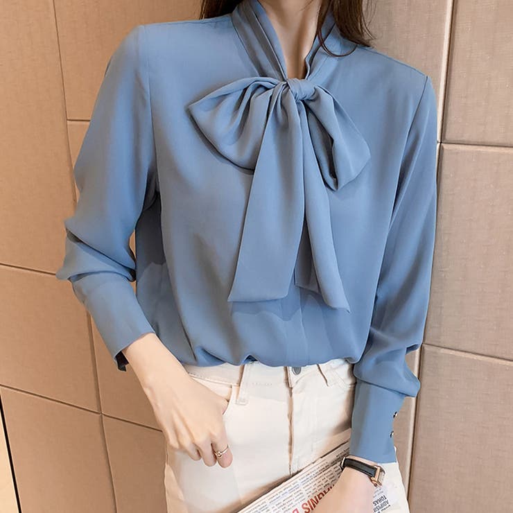 ブルー | 春 ブラウス ボウタイ | teddyshop