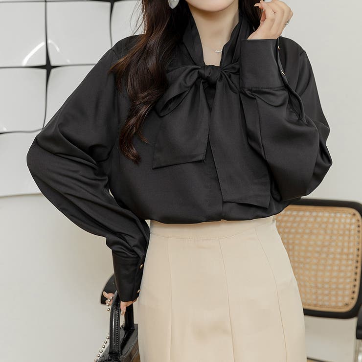 ブラック | 春 ブラウス ボウタイ | teddyshop