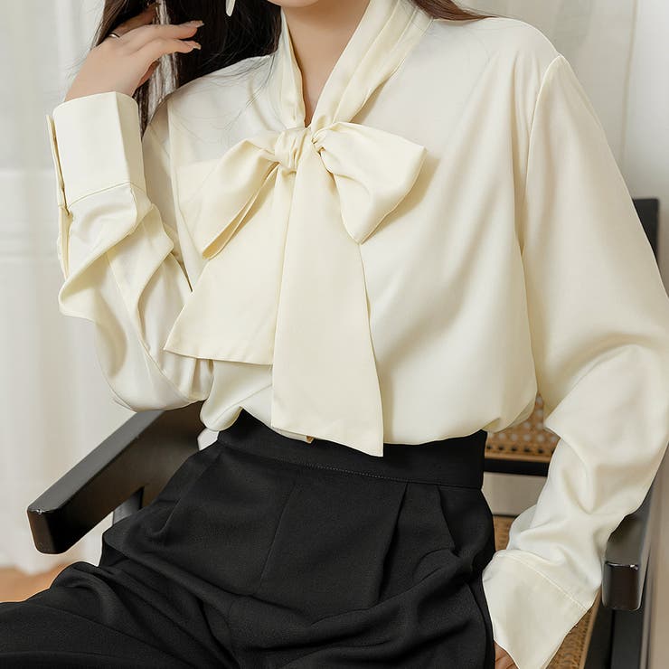 アイボリー | 春 ブラウス ボウタイ | teddyshop