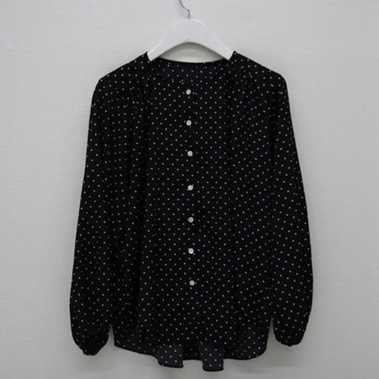 ブラック | ブラウス 長袖 ドット柄 | teddyshop