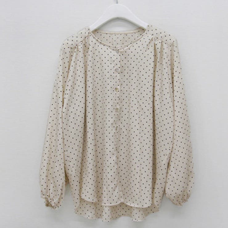 アイボリー | ブラウス 長袖 ドット柄 | teddyshop
