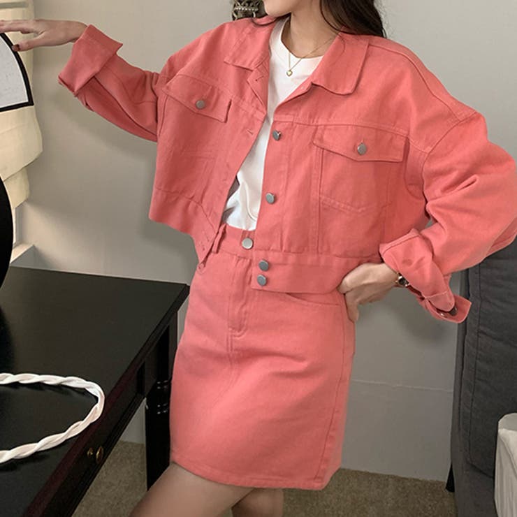 ピンク | セットアップ デニムジャケット スカート | teddyshop
