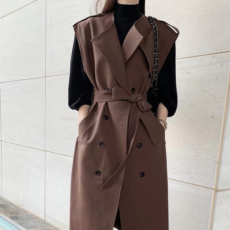 ブラウン | ジレ ロング ノースリーブ | teddyshop