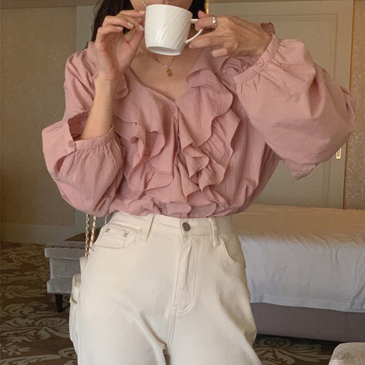 ピンク | ブラウス Vネック トップス | teddyshop