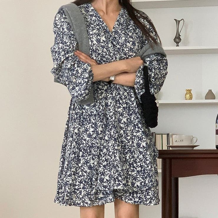 ネイビー | 春 ワンピ 長袖 | teddyshop