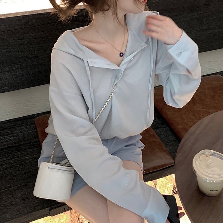 ライトブルー | シャツ フ―ディー シースルー | teddyshop