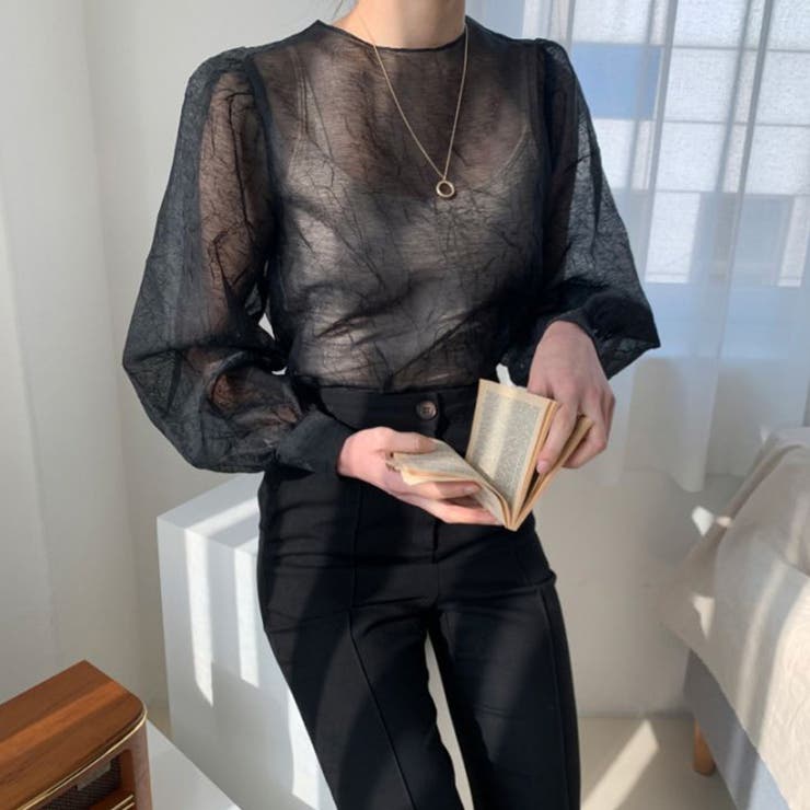 ブラック | ブラウス シアー 長袖 | teddyshop