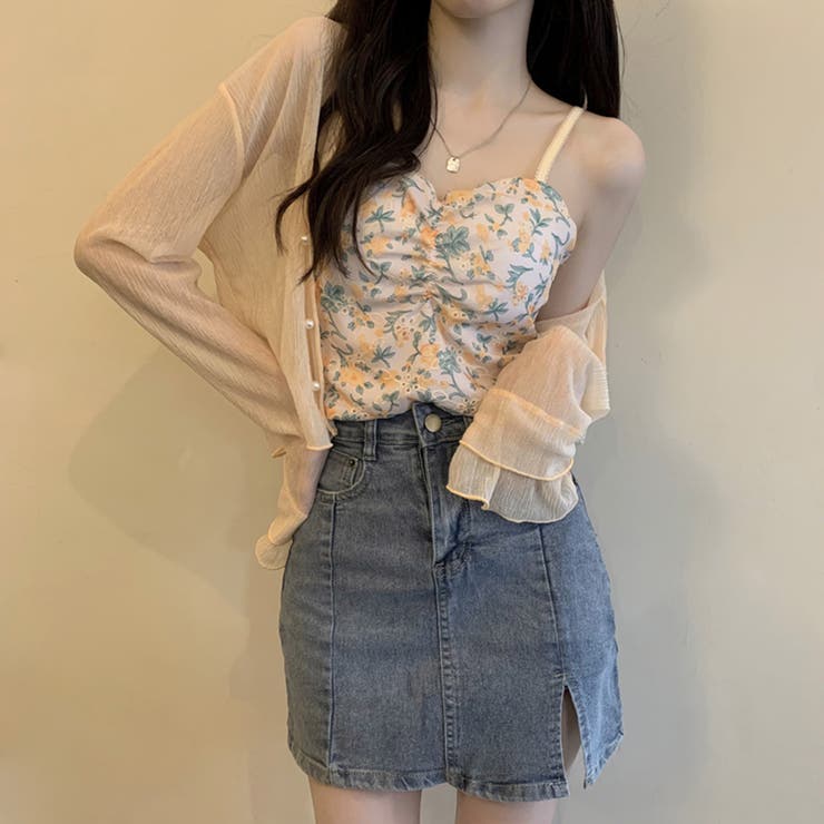 アプリコット | シアー カーディガン ショート丈 | teddyshop