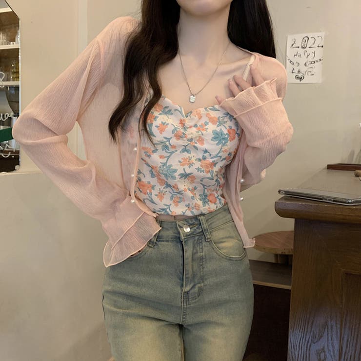 ピンク | シアー カーディガン ショート丈 | teddyshop