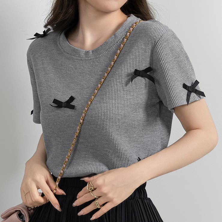 グレー | ワッフル生地 Tシャツ レディース | teddyshop