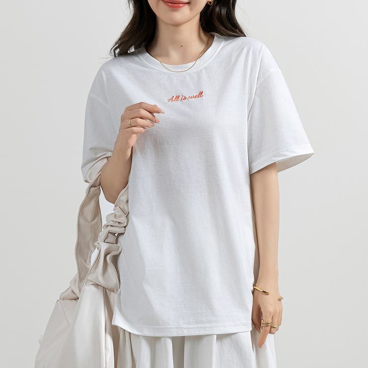 ホワイト×オレンジ | Tシャツ レディース 半袖 | teddyshop