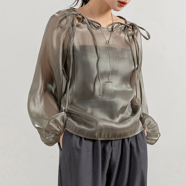 完売】edit & co. ショルダーリボン シェル トップス