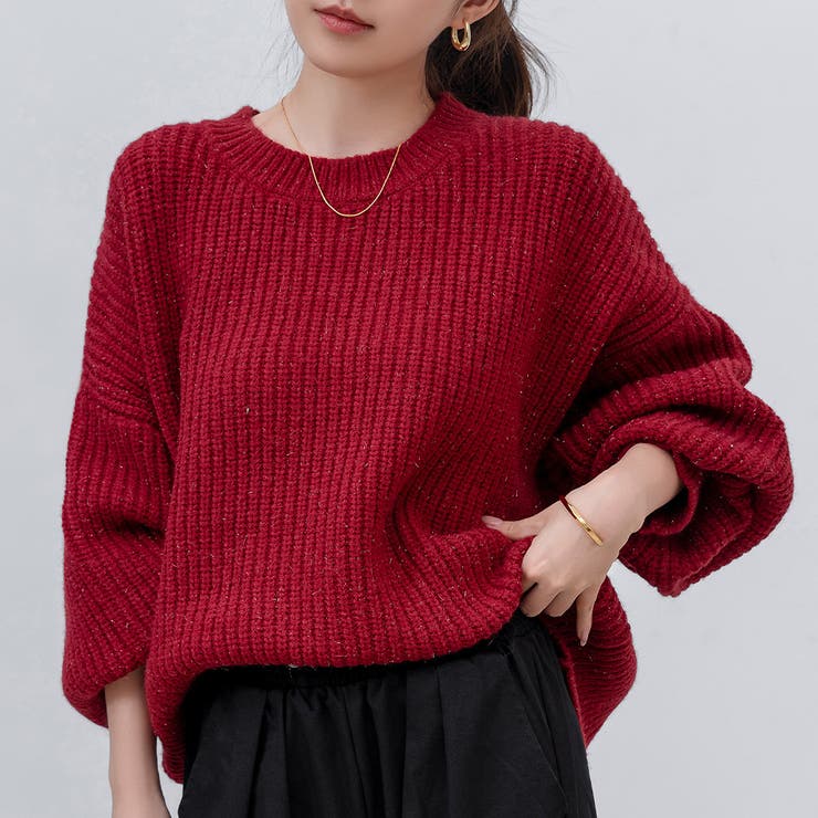 St andsews セントアンドリュース ニット セーター ラメ レッド