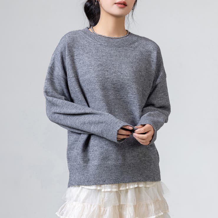 グレー | ニット ラメ セーター | teddyshop