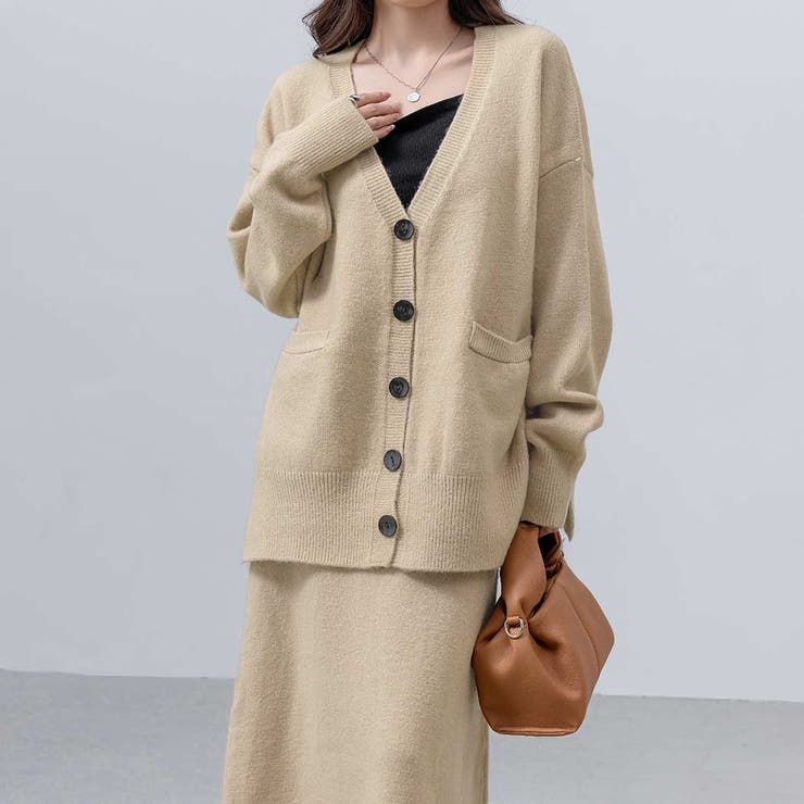 ベージュ | ニット セットアップ スカート | teddyshop