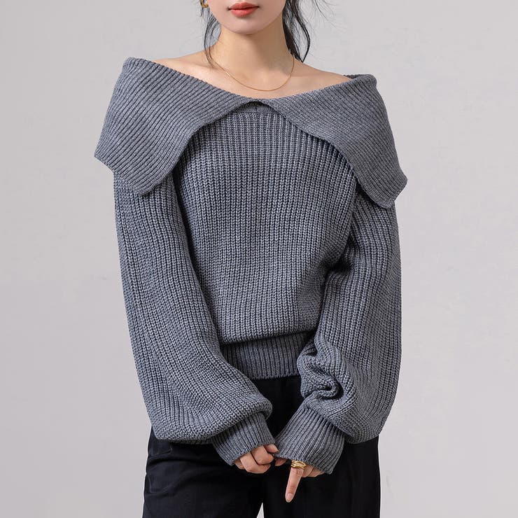 ビッグカラー ニット セーター[品番：TY000008704]｜teddyshop