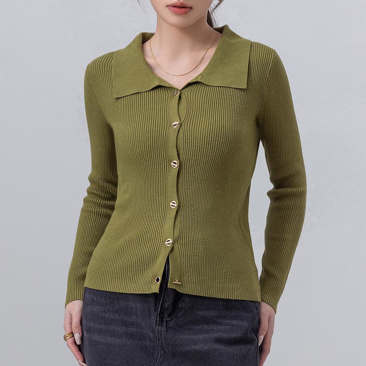 オリーブ | レディース ポロニット トップス | teddyshop