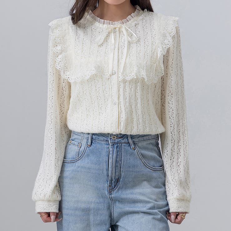オフホワイト | ブラウス レース 長袖 | teddyshop