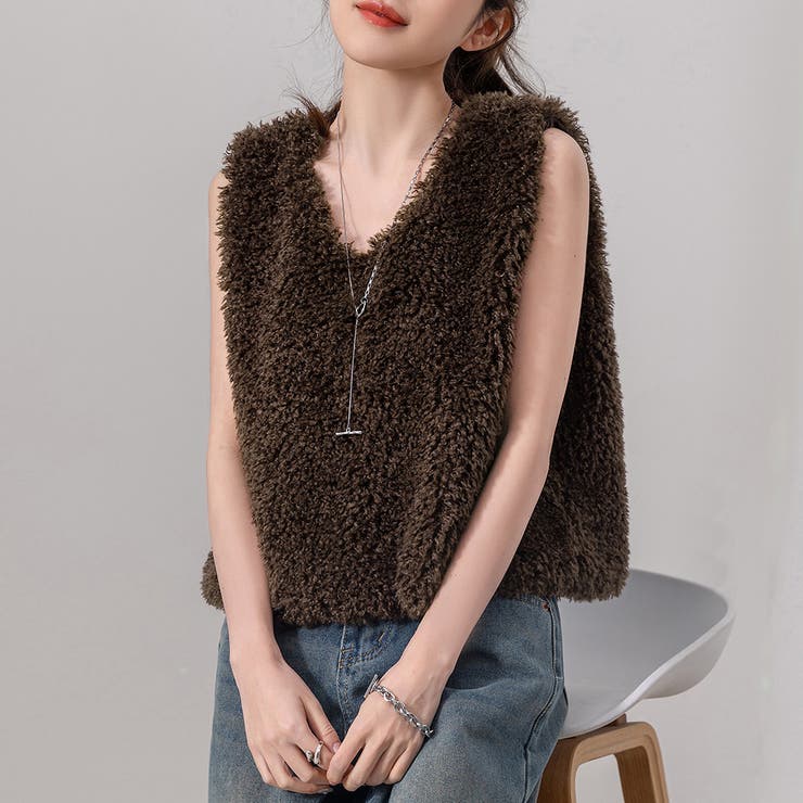 ブラウン | プードルファー ベスト レディース | teddyshop