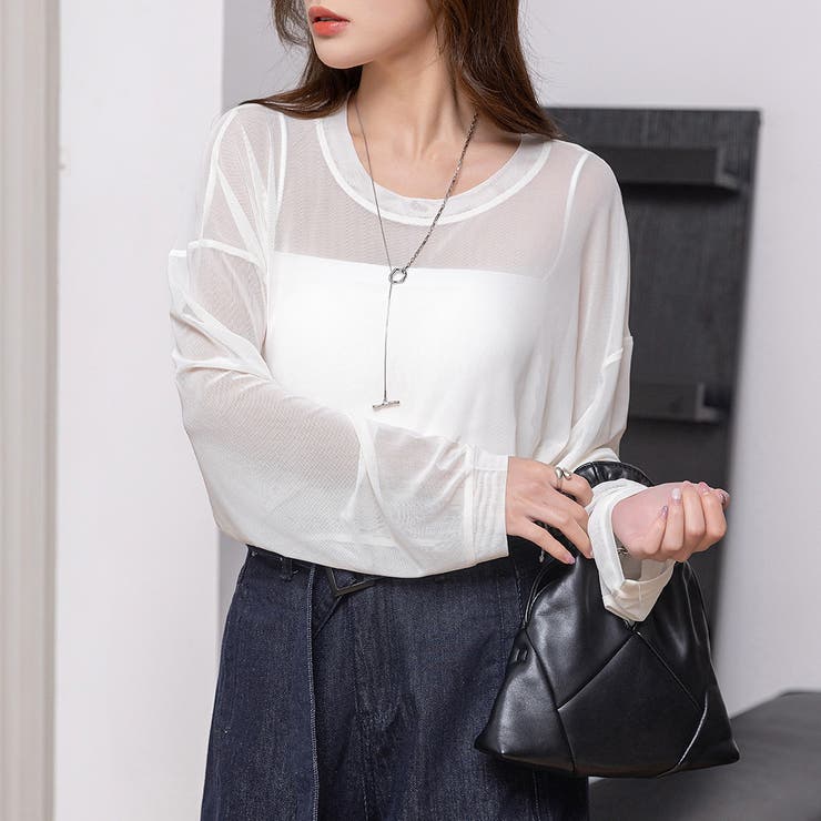 アイボリー | カットソー シアー 長袖 | teddyshop