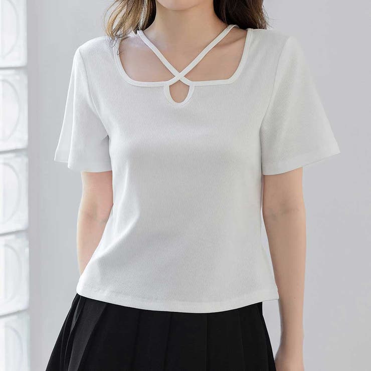 ホワイト | Tシャツ リブ トップス | teddyshop